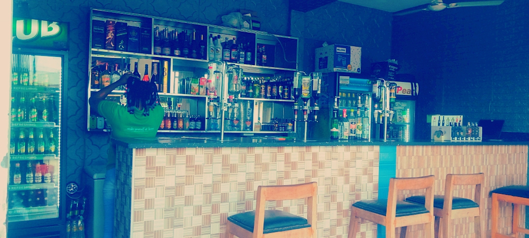 Bar counter and stools at the Kotoku pub